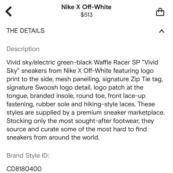 Nike X Off-White Waffle Racer SP Vivid Sky size 7 - Picture 10 of 10